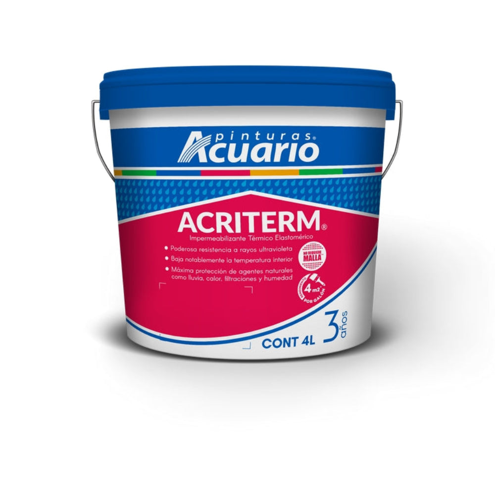 Acriterm IMPERMEABILIZANTE ACRITERM BLANCO 3 AÑOS 4 LTS – Aditimper